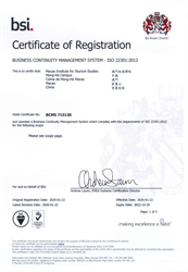 ISO 22301:2012 Certificate